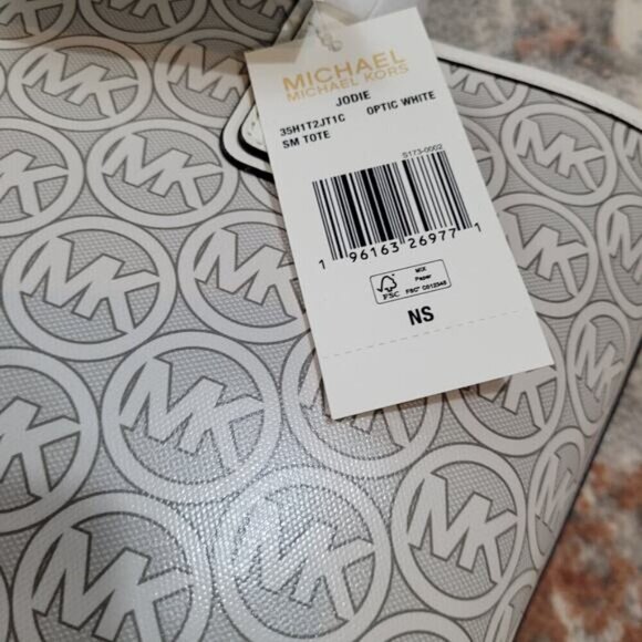Michael Michael Kors Jodie Small Logo Jacquard Tote Bag - Optic White - Picture 7 of 10